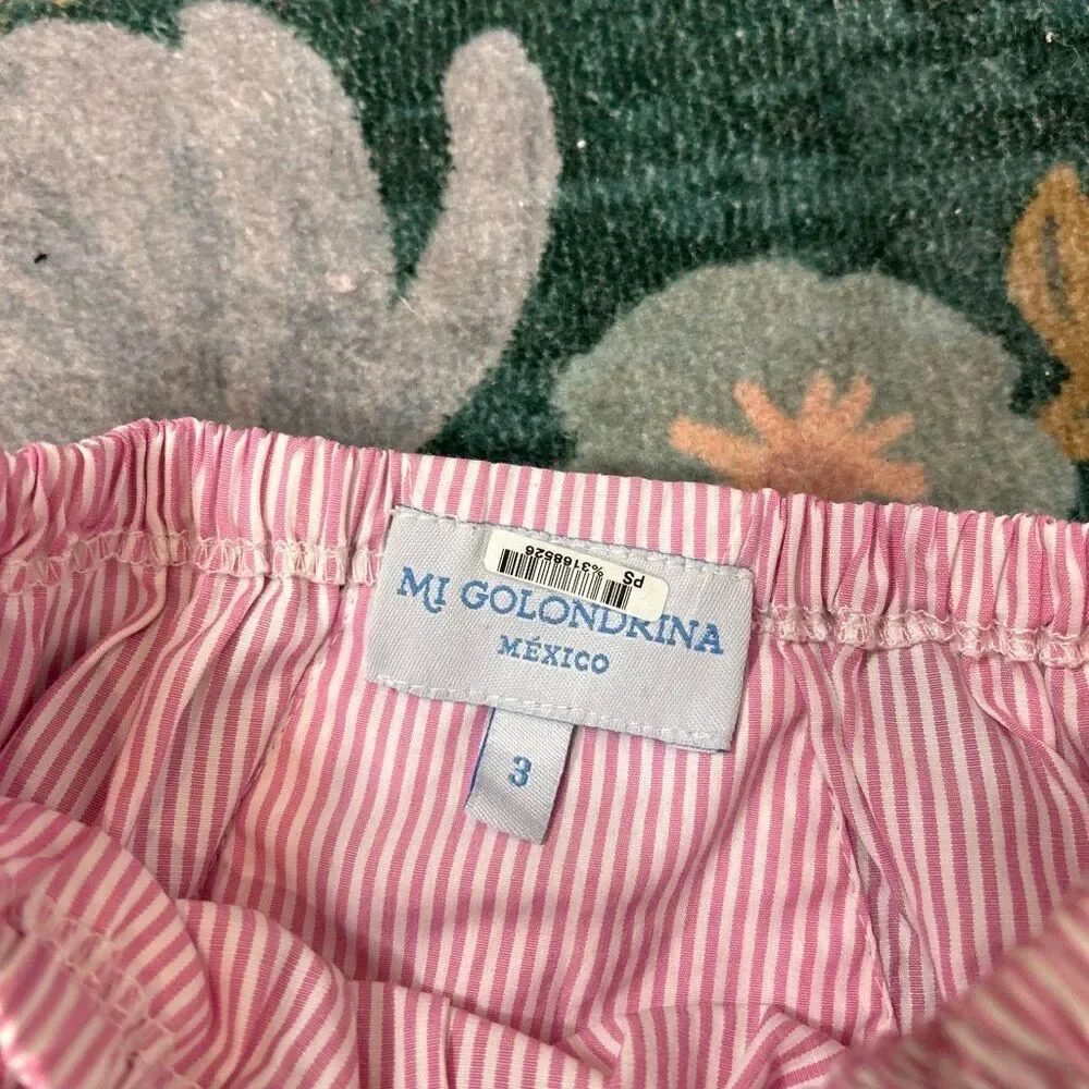 Mi Golondrina Bloomers Bottom Baby 3 Pink White Striped Ruffle Girls Shorts 3t